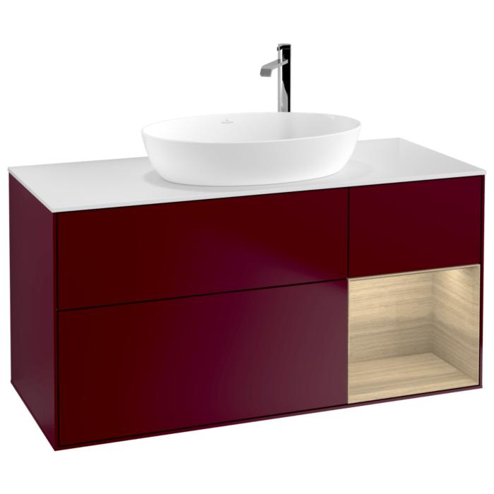 Villeroy Und Boch Finion Waschtischunterschrank G951PCHB 120Cm, Abdeckplatte White Matt, Emotion, Regale Oak Veneer, Peony Matt