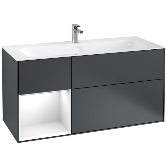 Villeroy Und Boch Finion Waschtischunterschrank G060GFHG 119,6X59,1Cm, Emotion, Regal Links Glossy White Lacquer, Midnight Blue Matt Lacquer
