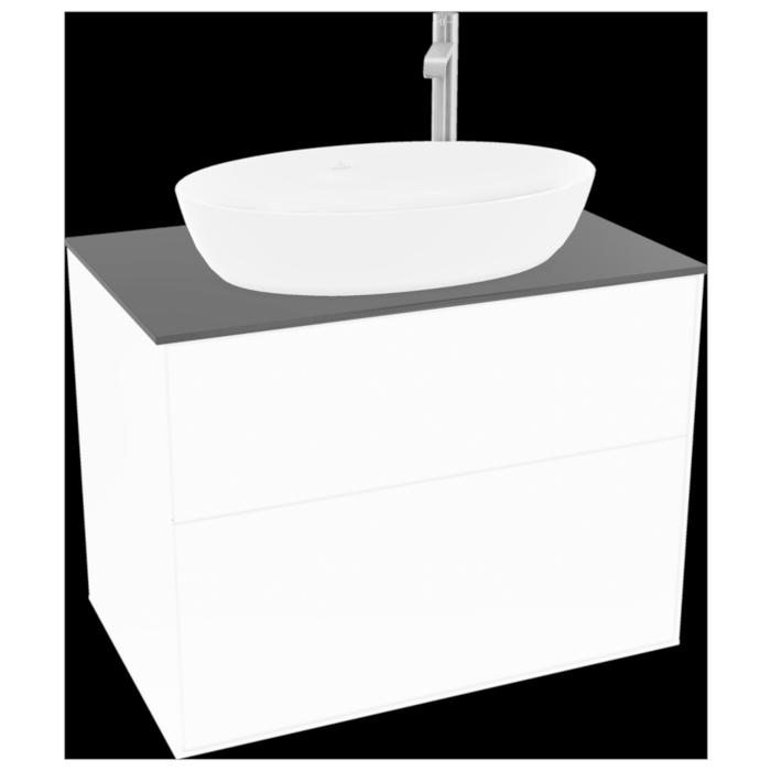 Villeroy Und Boch Finion Waschtischunterschrank G87200MT 80X60,3Cm, Emotion, Abdeckplatte Black Matt, White Matt Lacquer