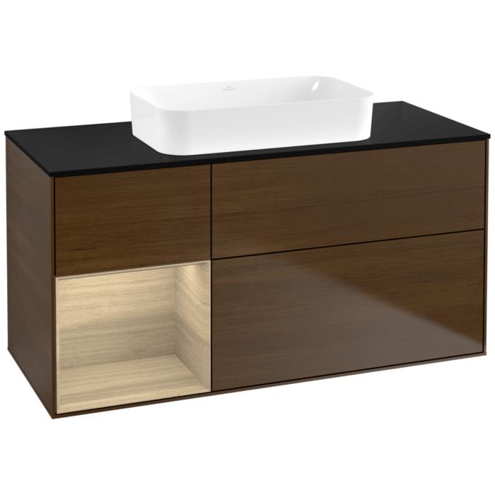 Villeroy Und Boch Finion Waschtischunterschrank F702PCGN 120X60,3X50,1Cm, Regal Links Oak Veneer, Walnut Veneer