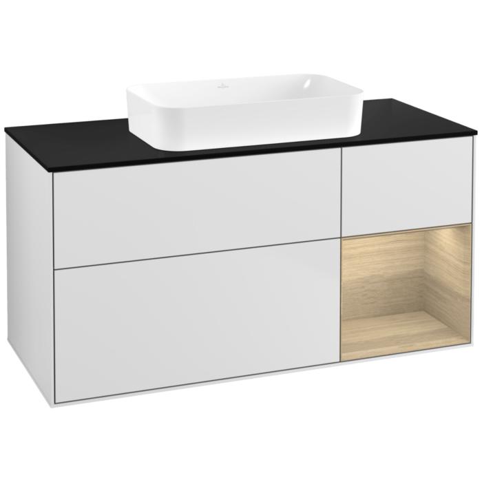 Villeroy Und Boch Finion Waschtischunterschrank F712PCMT 120X60,3X50,1Cm, Regal Rechts Oak Veneer, White Matt Lacquer