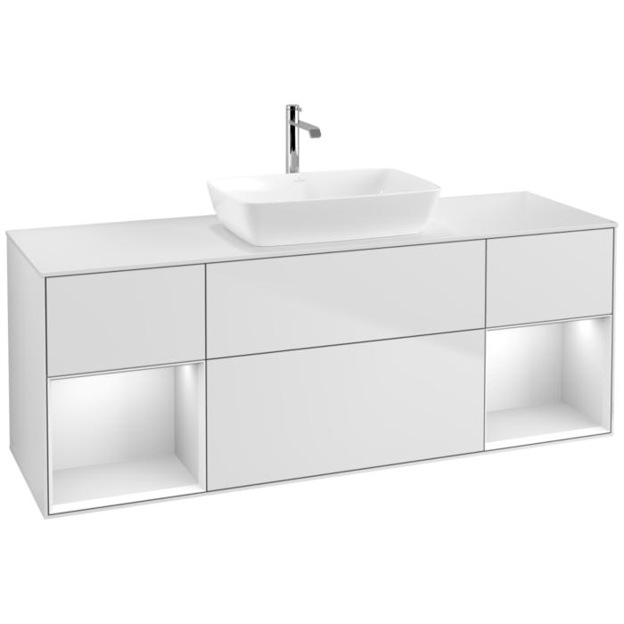 Villeroy Und Boch Finion Waschtischunterschrank F861MTMT 160Cm, Abdeckplatte White Matt, Regale White Matt Lacquer, White Matt Lacquer