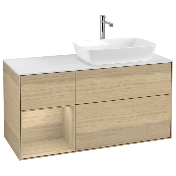 Villeroy Und Boch Finion Waschtischunterschrank G801PCPC 120Cm, Abdeckplatte White Matt, Emotion, Regale Oak Veneer, Oak Veneer
