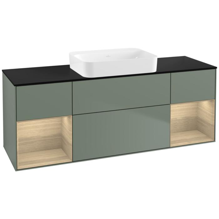 Villeroy Und Boch Finion Waschtischunterschrank G742PCGM 160X60,3X50,1Cm, Regale Oak Veneer, Olive Matt Lacquer