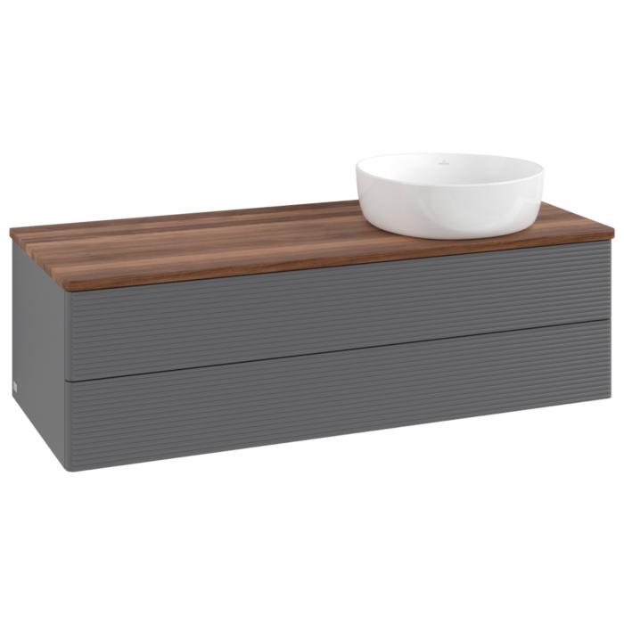 Villeroy Und Boch Antao Waschtisch-Unterschrank K23112GK 120X36X50Cm, Waschbeckenplattenfarbe Warm Walnut, Anthracite Matt Lacquer