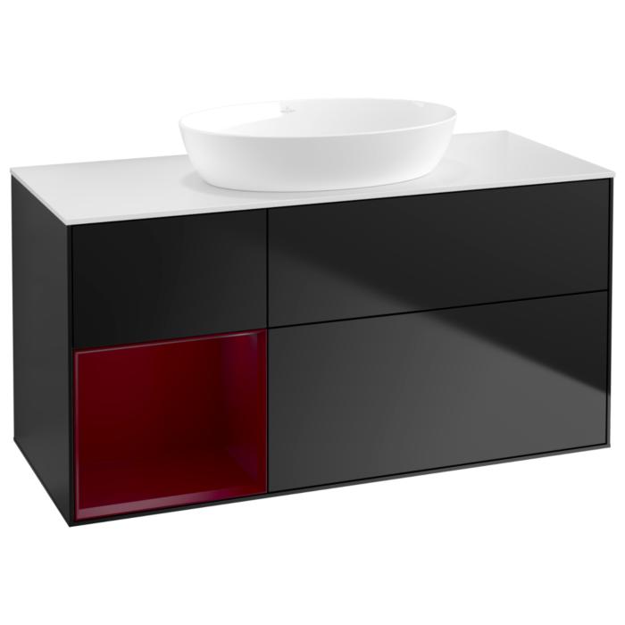 Villeroy Und Boch Finion Waschtischunterschrank GA61HBPD 120Cm, Abdeckplatte White Matt, Emotion, Regale Peony Matt Lacquer, Black Matt Lacquer