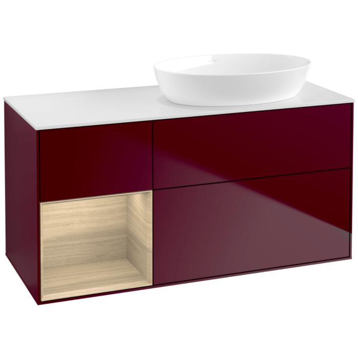 Villeroy Und Boch Finion Waschtischunterschrank FA41PCHB 120Cm, Abdeckplatte White Matt, Regale Oak Veneer, Peony Matt