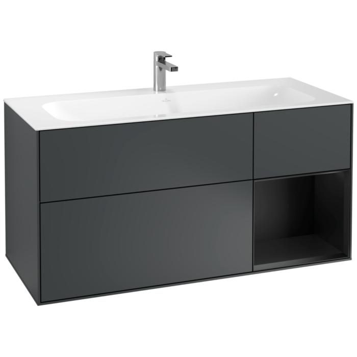 Villeroy Und Boch Finion Waschtischunterschrank F070PDHG 119,6X59,1Cm, Regal Rechts Black Matt Lacquer, Midnight Blue Matt Lacquer