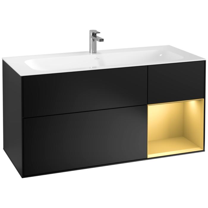 Villeroy Und Boch Finion Waschtischunterschrank G070HFPD 119,6X59,1Cm, Emotion, Regal Rechts Gold Matt, Black Matt Lacquer