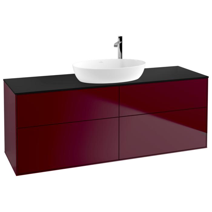 Villeroy Und Boch Finion Waschtischunterschrank F97200HB 160X60,3Cm, Abdeckplatte Black Matt, Peony Matt