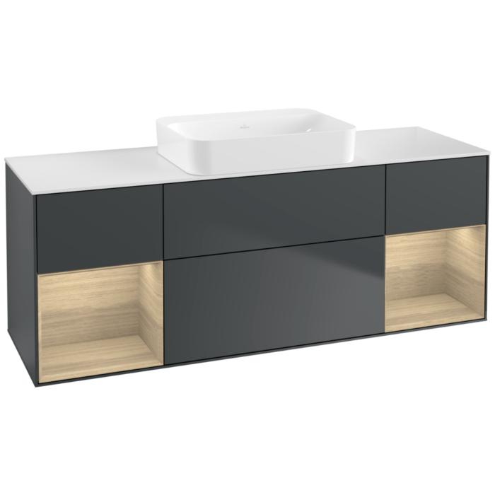 Villeroy Und Boch Finion Waschtischunterschrank G741PCHG 160X60,3X50,1Cm, Regale Oak Veneer, Midnight Blue Matt Lacquer