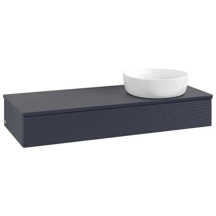 Villeroy Und Boch Antao Waschtisch-Unterschrank L12110HG Mit Beleuchtung, 120X19X50Cm, Waschbeckenplattenfarbe Lack, Midnight Blue Matt Lacquer