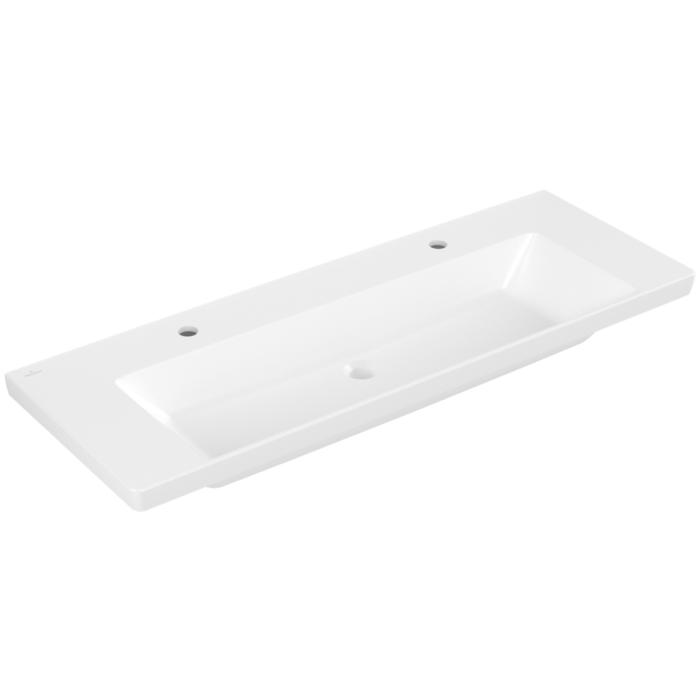 Villeroy Und Boch Subway 3.0 Schrank-Waschtisch 4A70D1RW 130X47Cm, Mit 2 HahnlöCher/Ohne ÜBerlauf, Stone White C-Plus