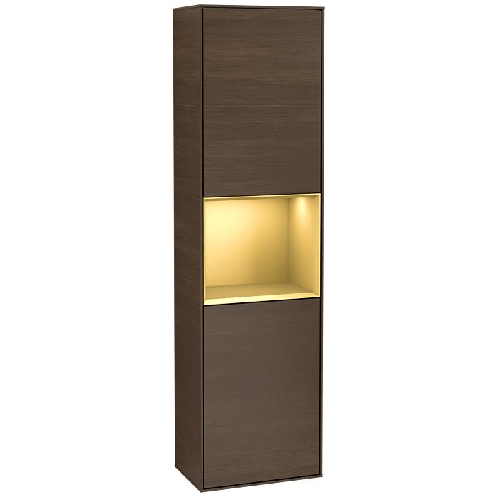 Villeroy Und Boch Finion Hochschrank F460HFGN 41,8X151,6X27Cm, Links, Regal Gold Matt Lacquer, Walnut Veneer