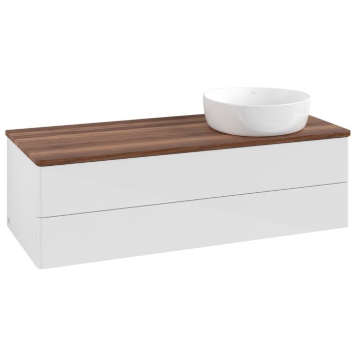 Villeroy Und Boch Antao Waschtisch-Unterschrank K23012GF 120X36X50Cm, Waschbeckenplattenfarbe Warm Walnut, Glossy White Lacquer