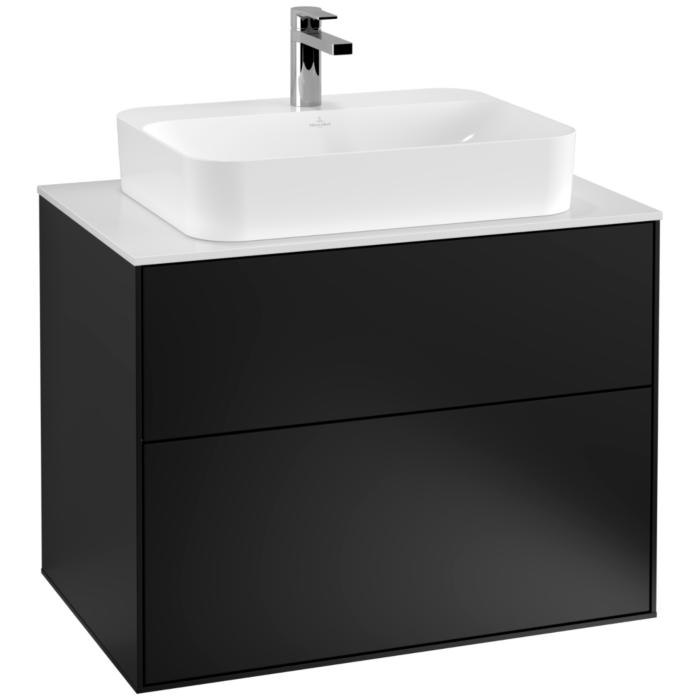 Villeroy Und Boch Finion Waschtischunterschrank G34100PD 80X60,3Cm, Emotion, Abdeckplatte White Matt, Black Matt Lacquer