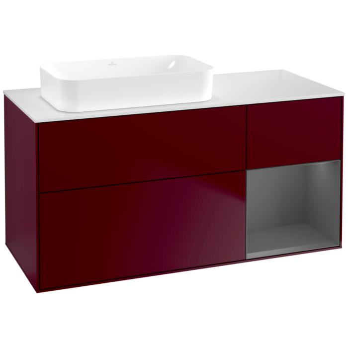 Villeroy Und Boch Finion Waschtischunterschrank F691GKHB 120X60,3X50,1Cm, Regal Rechts Anthracite Matt, Peony Matt