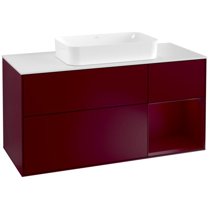 Villeroy Und Boch Finion Waschtischunterschrank G301HBHB 120Cm, Abdeckplatte White Matt, Emotion, Regal Rechts Peony, Peony Matt