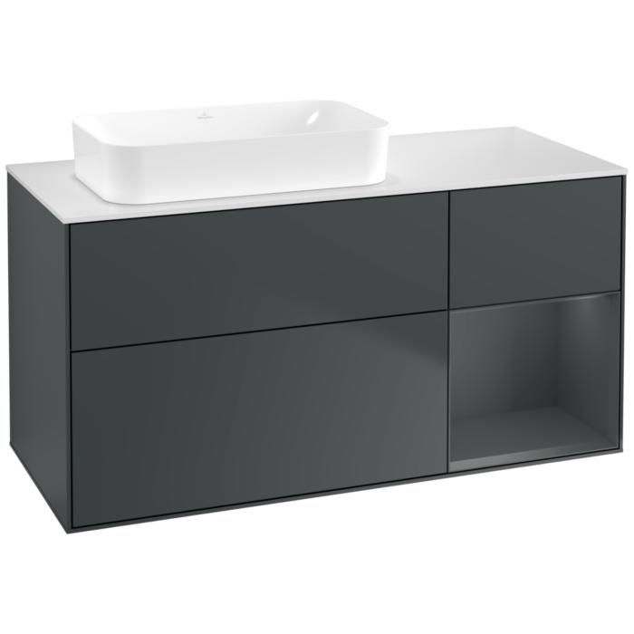 Villeroy Und Boch Finion Waschtischunterschrank G691HGHG 120X60,3X50,1Cm, Regal Rechts Midnight Blue Matt Lacquer, Midnight Blue Matt Lacquer