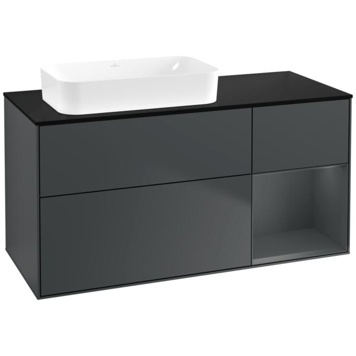 Villeroy Und Boch Finion Waschtischunterschrank F692HGHG 120X60,3X50,1Cm, Regal Rechts Midnight Blue Matt Lacquer, Midnight Blue Matt Lacquer
