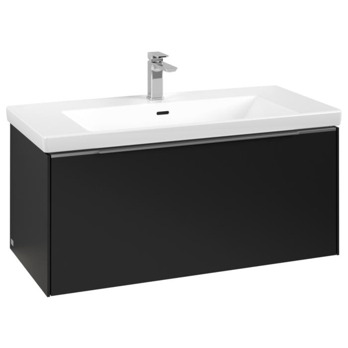 Villeroy Und Boch Subway 3.0 Waschtisch-Unterschrank C569L0VL 97,3X42,9X47,8Cm, Mit Led/Griff Aluminium GläNzend, Volcano Black