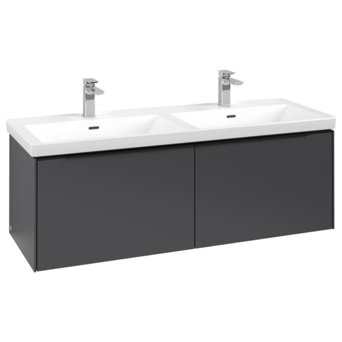 Villeroy Und Boch Subway 3.0 Waschtisch-Unterschrank C567L1VR 127,2X42,9X47,8Cm, Mit Led/Griff Volcano Black, Graphite