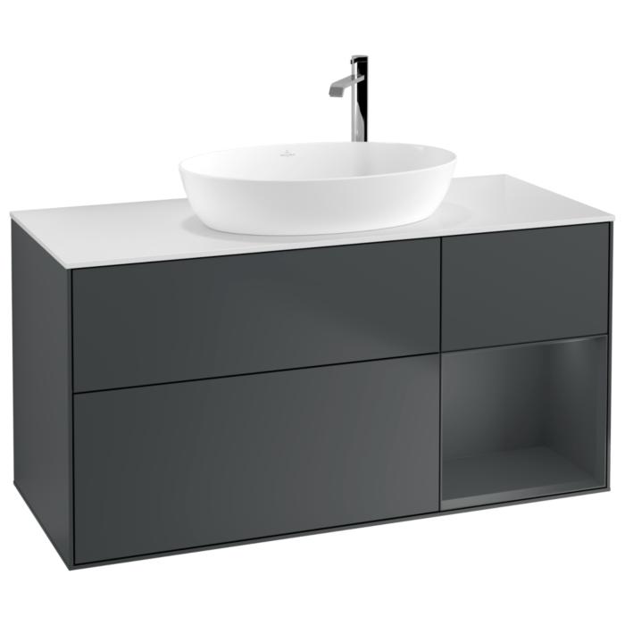 Villeroy Und Boch Finion Waschtischunterschrank G951HGHG 120Cm, Abdeckplatte White Matt, Emotion, Regale Midnight Matt Lacquer, Midnight Blue Matt Lacquer