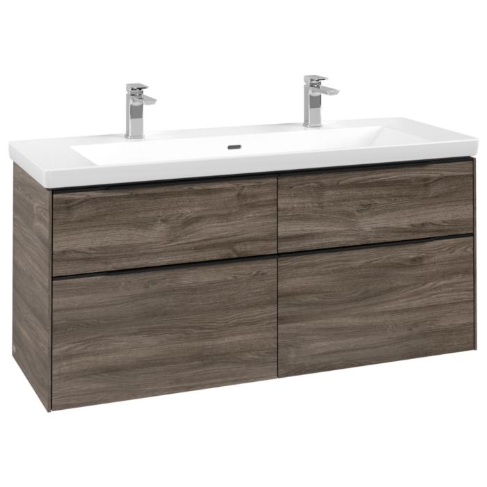 Villeroy Und Boch Subway 3.0 Waschtisch-Unterschrank C60201RK 127,2X57,6X47,8Cm, Ohne Led/Griff Volcano Black, Stone Oak