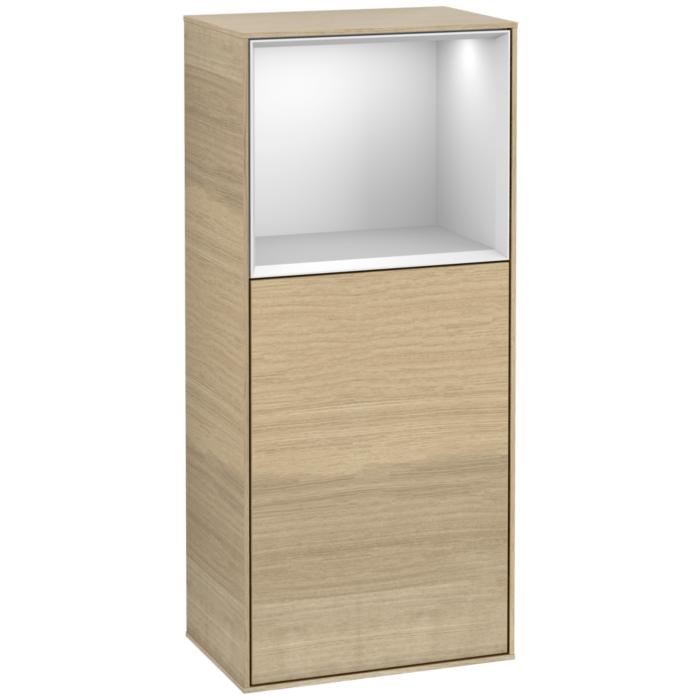 Villeroy Und Boch Finion Seitenschrank F510MTPC 41,8X93,6X27Cm, Rechts, Regal Oben White Matt, Oak Veneer