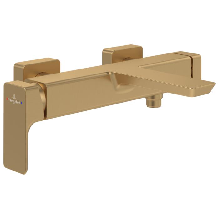 Villeroy Und Boch Subway 3.0 Einhebel-Badewannenarmatur TVT11200200076 Mit Umsteller, RüCkflussschutz, Wandmontage, Brushed Gold