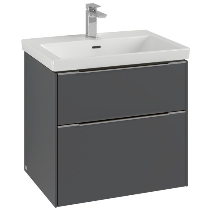 Villeroy Und Boch Subway 3.0 Waschtisch-Unterschrank C57602VR 62,2X57,6X47,8Cm, Ohne Led/Griff Monochrom, Graphite
