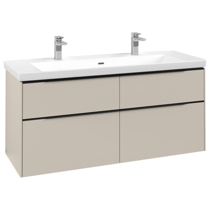 Villeroy Und Boch Subway 3.0 Waschtisch-Unterschrank C602L1VN 127,2X57,6X47,8Cm, Mit Led/Griff Volcano Black, Cashmere Grey