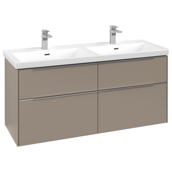 Villeroy Und Boch Subway 3.0 Waschtisch-Unterschrank C568L0VM 127,2X56,6X47,8Cm, Mit Led/Griff Aluminium GläNzend, Taupe