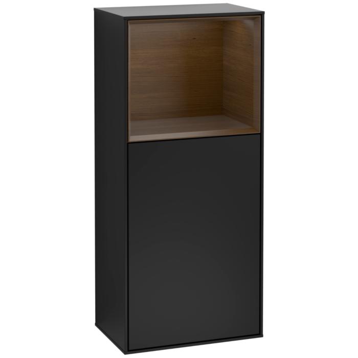 Villeroy Und Boch Finion Seitenschrank G500GNPD 41,8X93,6Cm, Links, Emotion, Regal Oben Walnut Veneer, Black Matt Lacquer