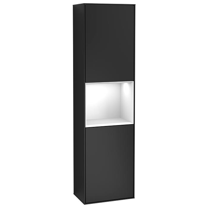 Villeroy Und Boch Finion Hochschrank G470GFPD 41,8X151,6Cm, Rechts, Emotion, Regal Glossy White Lacquer, Black Matt Lacquer