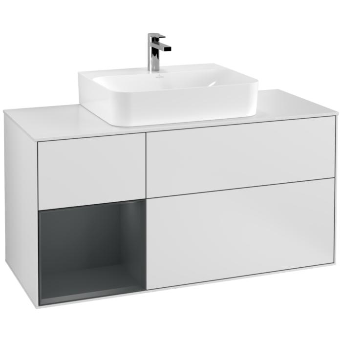Villeroy Und Boch Finion Waschtischunterschrank F161HGMT 120Cm, Abdeckplatte White Matt, Regal Links Midnight Blue Matt Lacquer, White Matt Lacquer