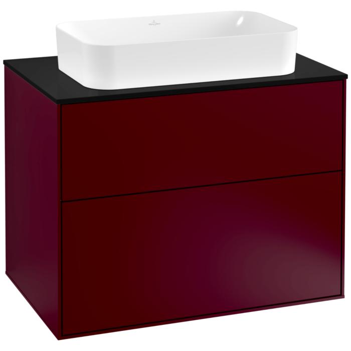 Villeroy Und Boch Finion Waschtischunterschrank F22200HB 80X60,3Cm, Abdeckplatte Black Matt, Peony Matt