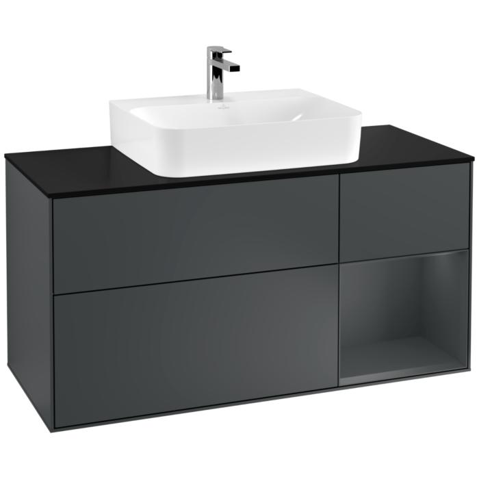 Villeroy Und Boch Finion Waschtischunterschrank G172HGHG 120Cm, Abdeckplatte Black Matt, Emotion, Regal Rechts Midnight Blue Matt Lacquer, Midnight Blue Matt Lacquer