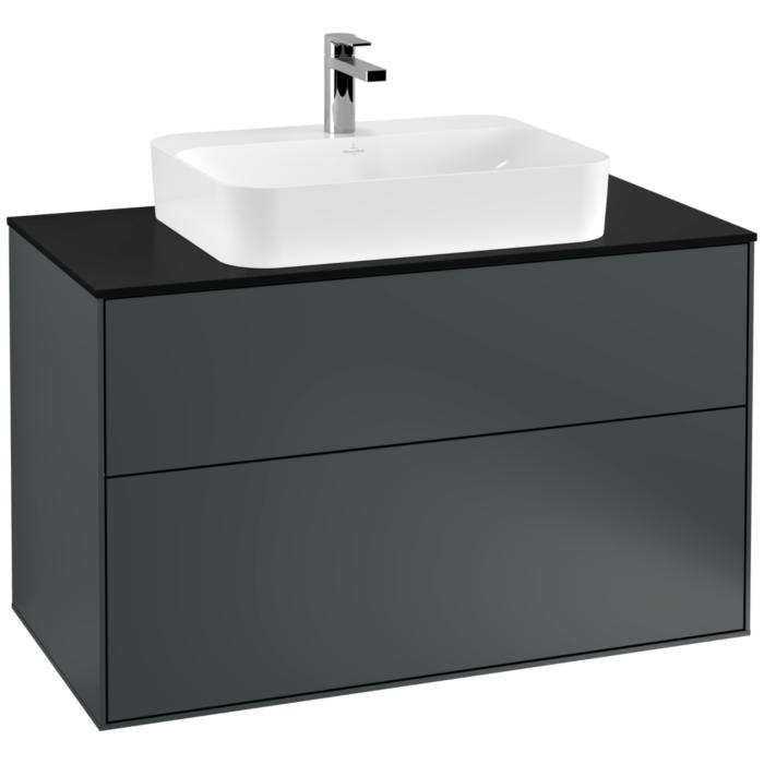Villeroy Und Boch Finion Waschtischunterschrank F35200HG 100X60,3Cm, Abdeckplatte Black Matt, Midnight Blue Matt Lacquer
