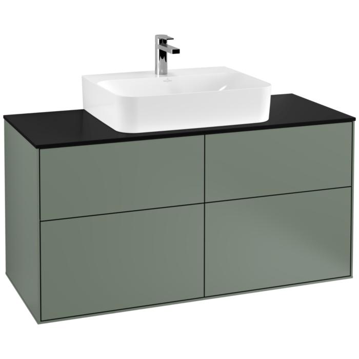 Villeroy Und Boch Finion Waschtischunterschrank F13200GM 120X60,3Cm, Abdeckplatte Black Matt, Olive Matt Lacquer