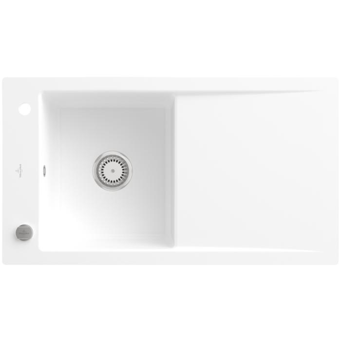 Villeroy Und Boch Timeline 50 Flat FläChenbüNdige SpüLe 33072FRW Mit Ablaufgarnitur Und ExzenterbetäTigung, Stone White