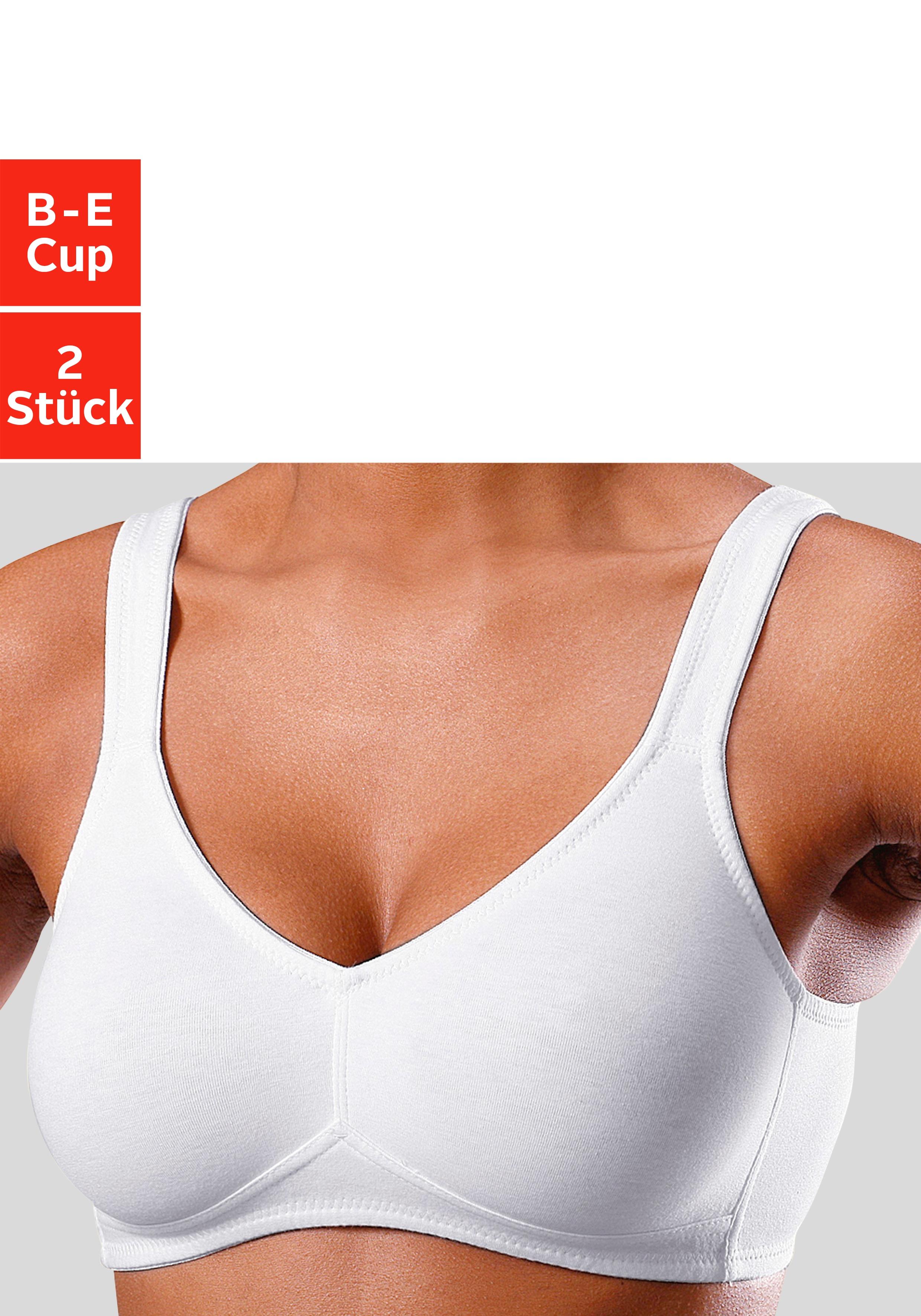 Soft-BH PETITE FLEUR, Damen, Gr. 95, Cup D, schwarz (schwarz, weiß), Trikot, Obermaterial: 95% Baumwolle, 5% Elasthan, BHs Soft-BH, ohne Bügel, Baumwolle – auch ideal für große Größen, Topseller