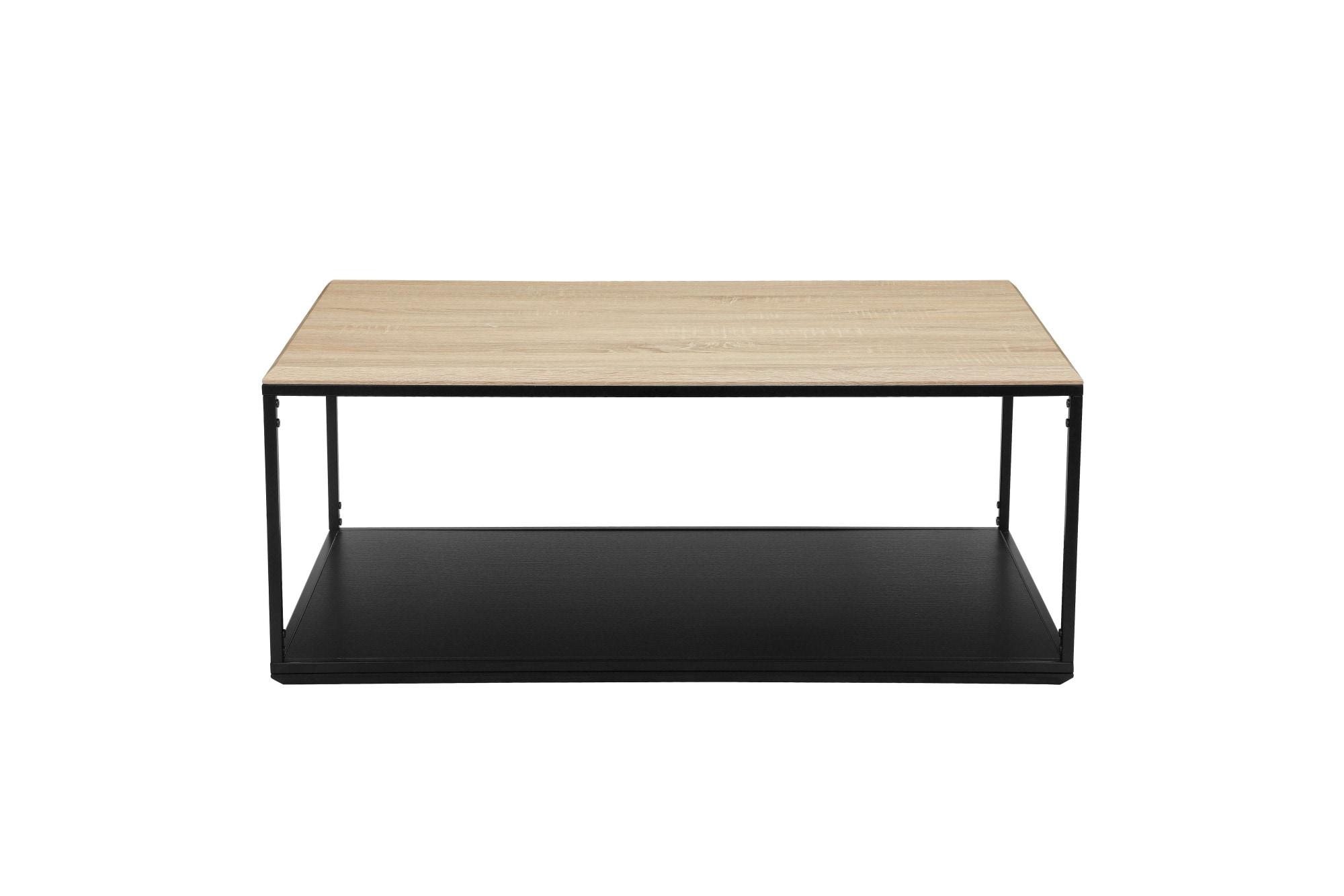 Couchtisch INOSIGN "Nathan", schwarz (eiche, schwarz, schwarz, eichefarben), B:100cm H:41cm T:60cm, Metall, MDF, Tische, Couchtisch, pulverlakiertes Gestell mit Tischplatte in Eichenoptik