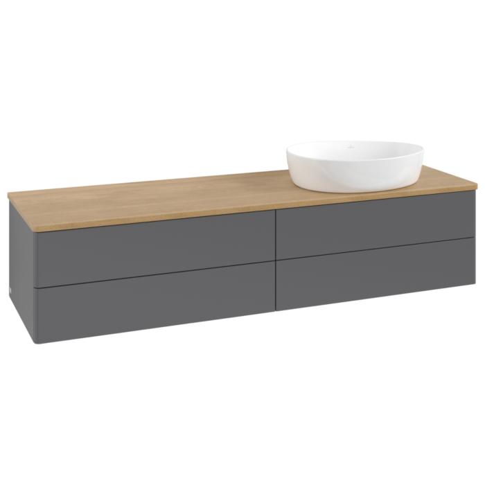 Villeroy Und Boch Antao Waschtisch-Unterschrank K27011GK 160X36X50Cm, Waschbeckenplattenfarbe Honey Oak, Anthracite Matt Lacquer