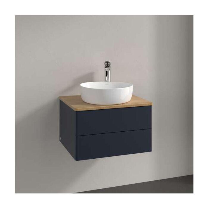 Villeroy Und Boch Antao Waschtisch-Unterschrank K18051HG 60X36X50Cm, Hahnloch, Waschbeckenplattenfarbe Honey Oak, Midnight Blue Matt Lacquer