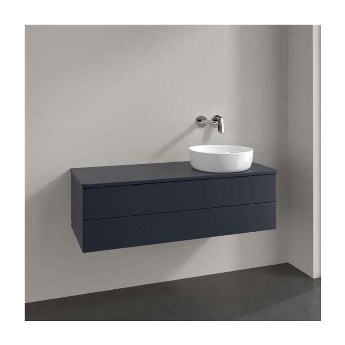 Villeroy Und Boch Antao Waschtisch-Unterschrank L23050HG Mit Beleuchtung, 2 AuszüGe, 1200 X 360 X 500 Mm, Front Ohne Struktur, Midnight Blue Matt Lacquer / Midnight Blue Matt Lacquer