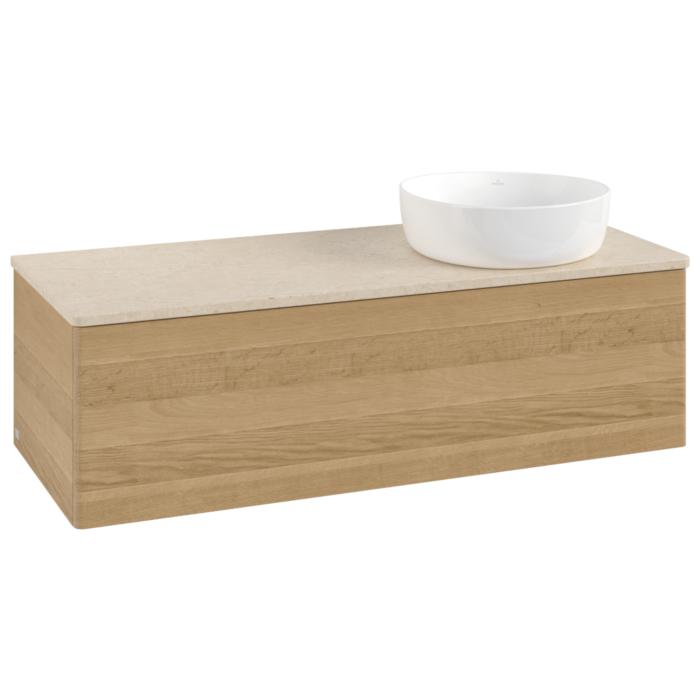 Villeroy Und Boch Antao Waschtisch-Unterschrank L34013HN 120X36X50Cm, Waschbeckenplattenfarbe Botticino, Honey Oak