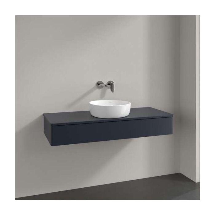 Villeroy Und Boch Antao Waschtisch-Unterschrank L10050HG Mit Beleuchtung, 1 Auszug, 1200 X 190 X 500 Mm, Front Ohne Struktur, Midnight Blue Matt Lacquer / Midnight Blue Matt Lacquer