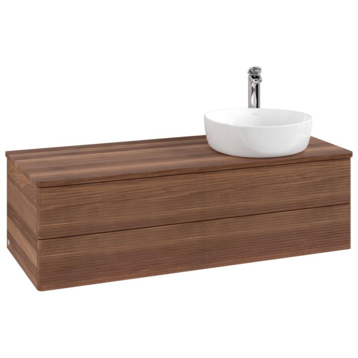 Villeroy Und Boch Antao Waschtisch-Unterschrank K23152HM 120X36X50Cm, Hahnloch, Waschbeckenplattenfarbe Warm Walnut, Warm Walnut