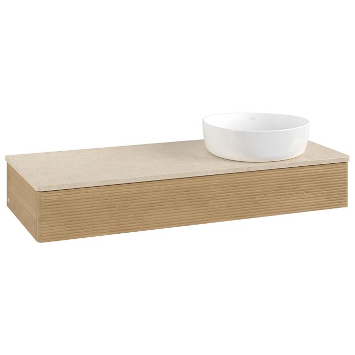 Villeroy Und Boch Antao Waschtisch-Unterschrank L12113HN 120X19X50Cm, Waschbeckenplattenfarbe Botticino, Honey Oak